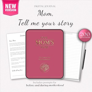 Mom&#39;s Story Digital Journal: Guided Prompts, Life Before & After Motherhood (Instant Download)
