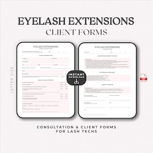 Lash Tech Consultation & Consent Forms: Client Intake Templates for Eyelash Extensions (Instant Download)
