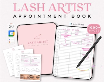 Lash Artist Appointment Book: Includes 2026-2027 Calendar, Client Tracker & Design Record (Instant Download)
