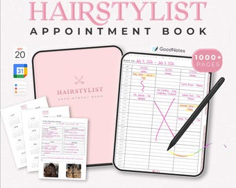 Hairstylist Appointment Book: Includes 2026-2027 Calendar, Client Tracker & Treatment Record (Instant Download)