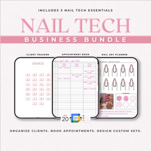Nail Tech Business-paket: Innehåller tidsbok, kunduppföljning och nagelkonstplanerare (nedladdning sker direkt)