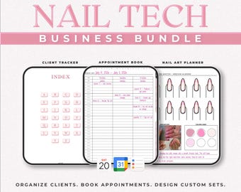 Nail Tech Business Bundle: Includes Appointment Book, Client Tracker & Nail Art Planner (Instant Download)