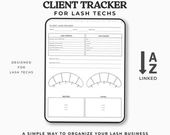 Lash Tech Client Tracker: A-Z Index with Client Profiles and Record Pages
