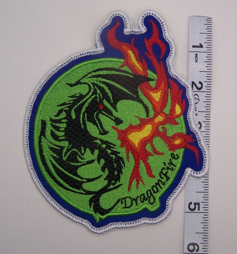 Large Dragonfire Logo Iron on Patch Etsy