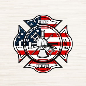 Firefighter Shield PNG | Digital Illustration Download | Shirt Logo Sublimation | Patriotic Hero | Firefighting | First Responder Clipart
