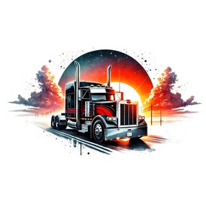 14 Peterbilt Semi Truck Clipart JPG-bestand, Trucker T-shirt Design Sublimatie Logo, Big Truck Garage Wall Decor, 300 DPI, afbeeldingen van hoge kwaliteit