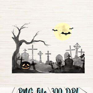 Halloween Friedhof Kunstwerk Png | Sofortiger digitaler Download | Pod erlaubt | Scary TShirt Sublimation | Filmklassiker | Hochauflösende Clipart