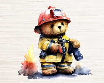 Cute Firefighter PNG | Digital Download | Pod Allowed | sublimation PNG | Teddy Bear PNG | Firefighting Png | First Responder clipart Decal