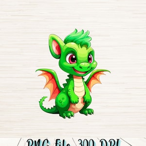 Schattige draak, png-bestand | Directe digitale download | Fantasy Fun T-shirt Sublimatie PNG | Mythische wezens, png PNGEgg | Sprookjesclipart | Babydier
