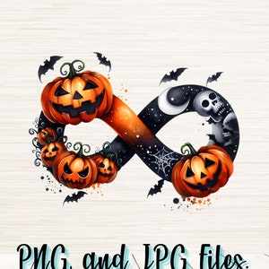 Halloween-thema oneindigheidssymbool Png JPG-bestand, Digitale download, Pod toegestaan, Spooky T-shirt Logo Sublimatie, Pompoen Grafische Clipart Decal