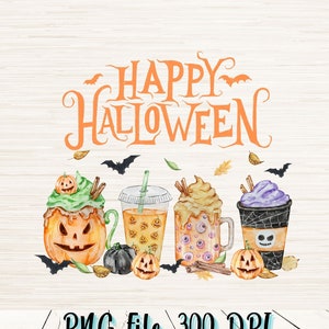 Arte De Bebidas De Halloween Png | Download Digital Instantâneo | Pod permitido | Sublimação de camiseta engraçada | Filme Clássico | Clipart de alta resolução