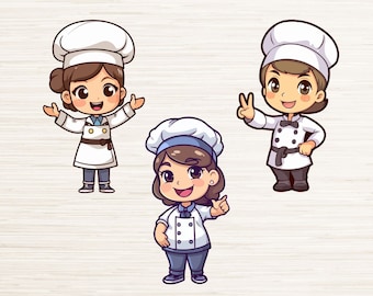 Cartoon Kitchen Chef Png Bundle | Digital Download | Inspirational Woman | Sublimation PNG | Cooking Sublimation | Baking Graphic Clipart