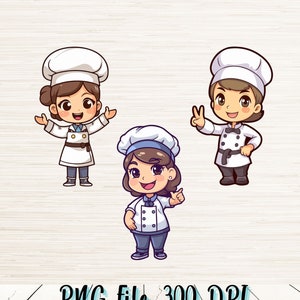 Cartoon Kitchen Chef Png Bundle | Digital Download | Inspirational Woman | Sublimation PNG | Cooking Sublimation | Baking Graphic Clipart
