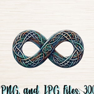 File JPG Png simbolo infinito celtico, download digitale istantaneo, pod consentito, sublimazione del logo della maglietta colorata, decalcomania grafica del tatuaggio