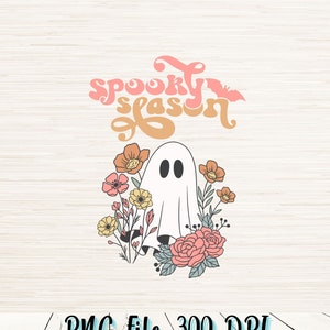 Arte Fantasma Floral De Halloween Png | Download Digital Instantâneo | Arte de parede | Sublimação de camiseta fofa | Filme Clássico | Clipart de alta resolução