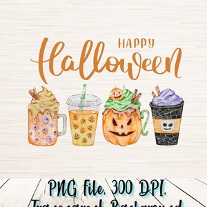 Arte De Bebidas De Halloween Png | Download Digital Instantâneo | Pod permitido | Sublimação de camiseta engraçada | Filme Clássico | Clipart de alta resolução