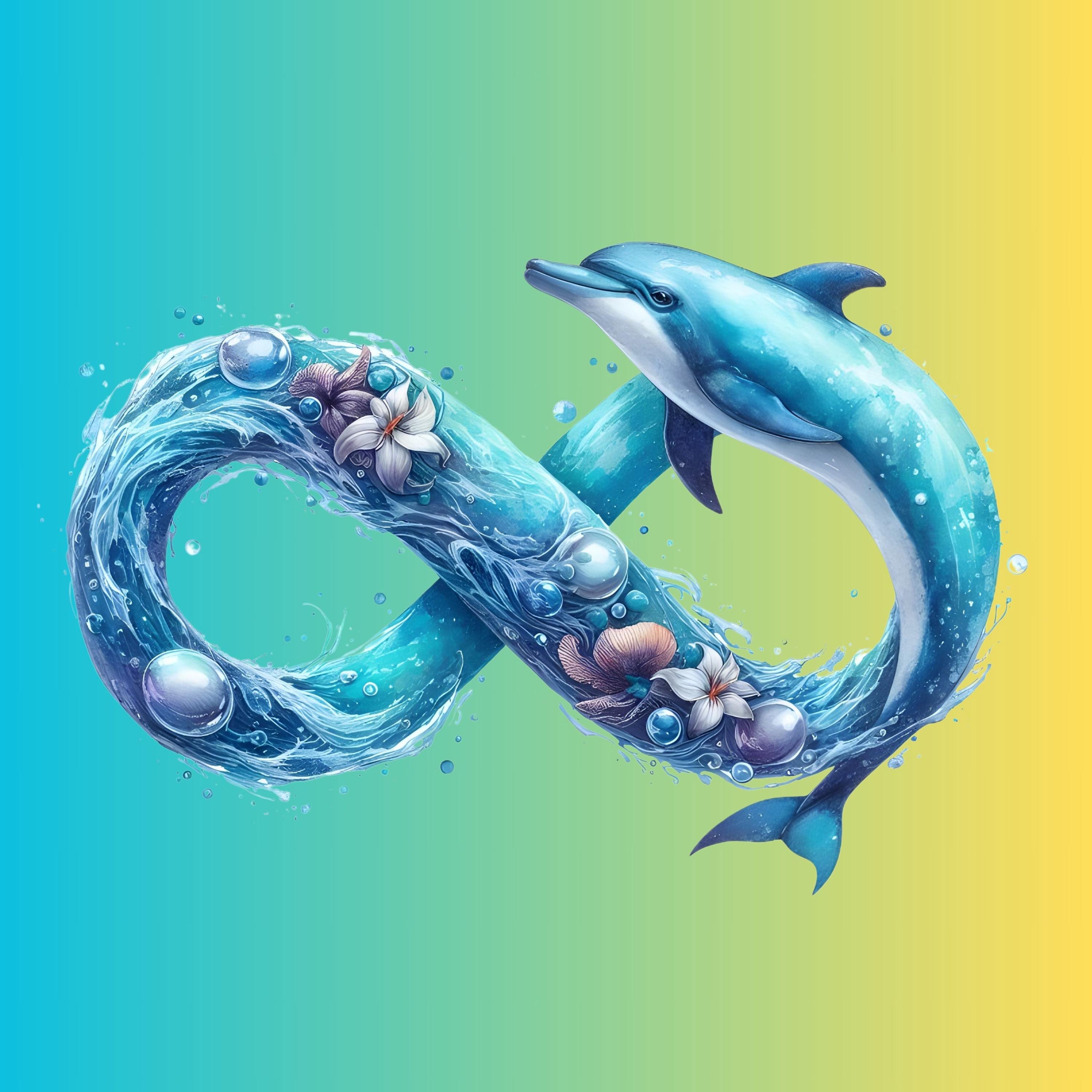 Dolphin Infinity Blue Oceanic Infinity Symbol With Dolphin Png JPG File, Digital ...