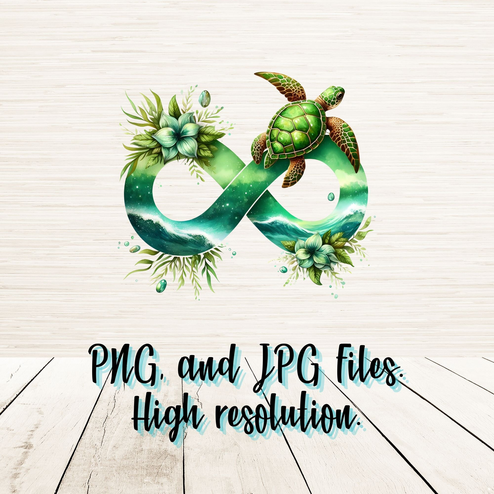 Turtle Infinity Green Oceanic Infinity Symbol With Sea Turtle Png JPG File, Digital ...