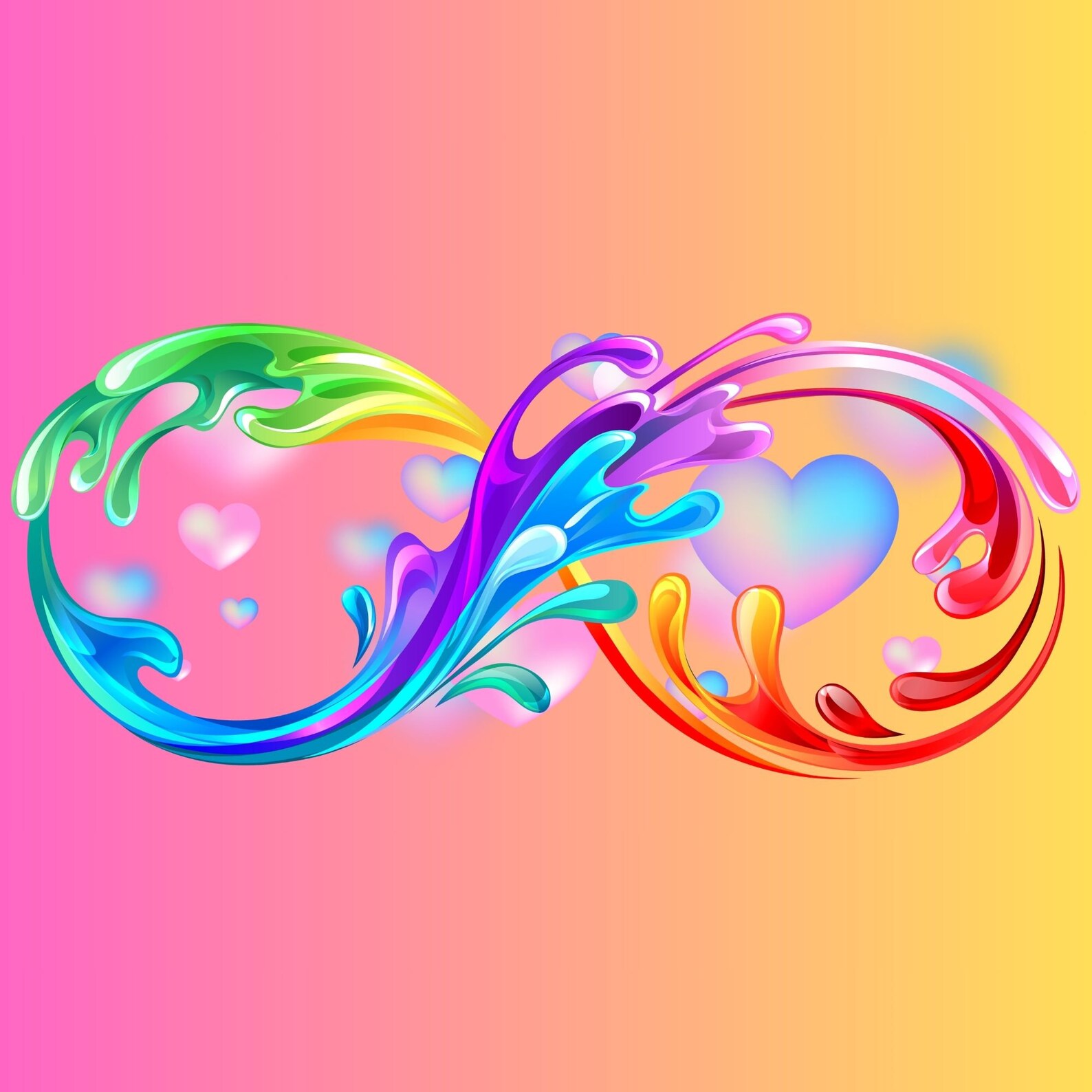 Infinity Colorful Colorful Infinity Symbol and Heart Cluster Background Png File, Digital ...