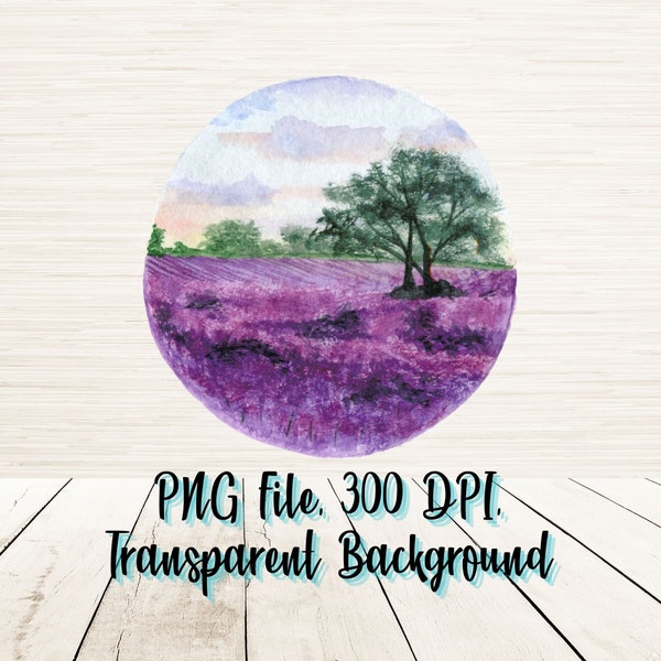 Country Field PNG File, Instant Digital Download, T shirt Sublimation, Landscape Scenery, Watercolor Style, Clipart Graphic, Print On Demand