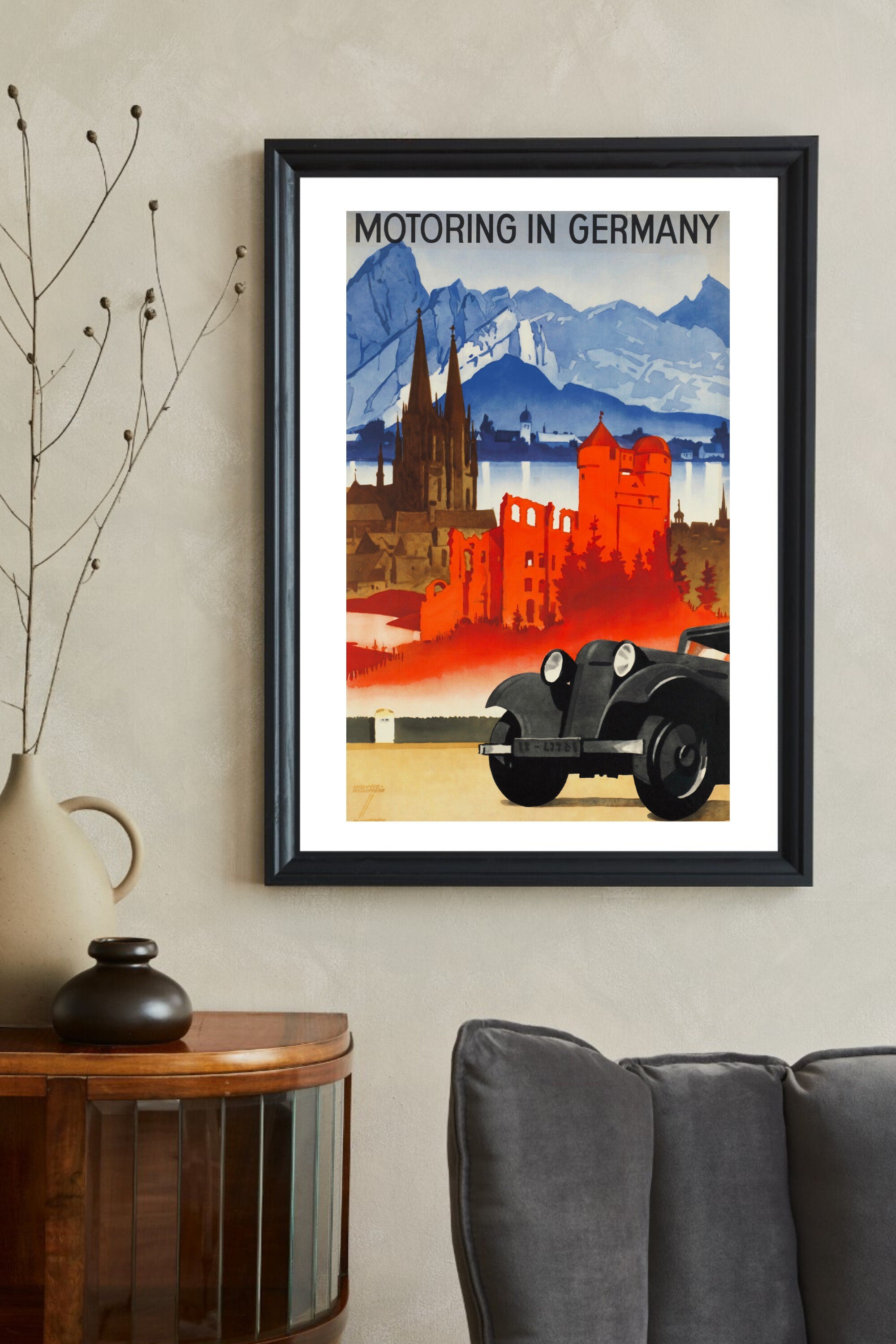 Vintage German Travel Poster Digital Download Motoring in - Etsy