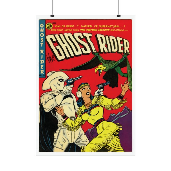 Vintage Ghost Rider #9 Comic Book Cover Reproduction Poster | Vintage Comic Artwork Print | Retro Wall Art Home Decor Poster Art Gift Idea