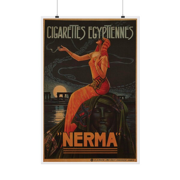 Reproduction Art Deco Poster - 1924 NERMA Egyptian Cigarettes Ad | Vintage Artwork Print | Retro Wall Art Home Decor Poster Art Gift Idea