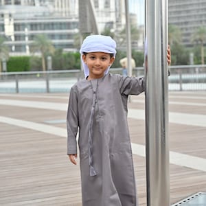 Grey Emirati Baby Jubba Thobes Jubbah Jubba Thawb Kandora Dishdasha Jalabiya Kaftan Qamis Mens Islamic Clothing