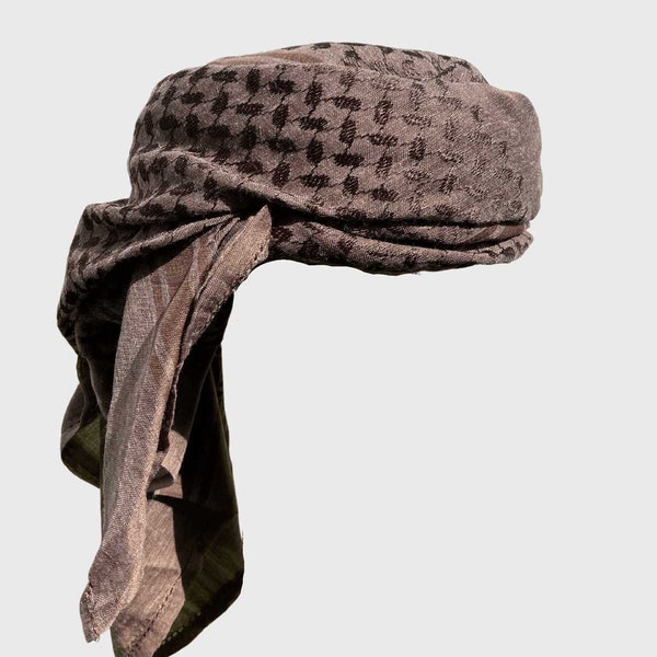 Mens Ready Made Brown Arab Hat Shemagh