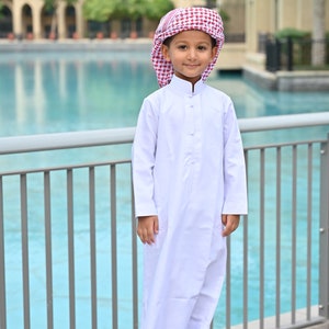White Bahraini Boys Jubba Thobes Jubbah Jubba Thawb Kandora Dishdasha Jalabiya Kaftan Qamis Mens Islamic Clothing