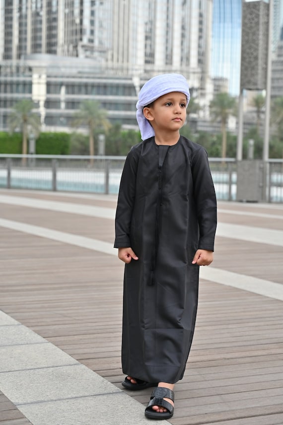 Black Emirati Baby Jubba Thobes Jubbah Jubba Thawb Kandora Dishdasha Jalabiya Kaftan Qamis Mens Islamic Clothing Etsy