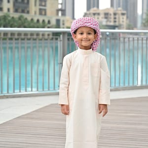 Beige Kuwaiti Boys Jubba Thobes Jubbah Jubba Thawb Kandora Dishdasha Jalabiya Kaftan Qamis Mens Islamic Clothing
