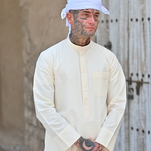 Mens Ready Made White Arab Hat Ghutra Keffiyeh