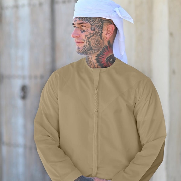 Mens Golden Sand Emirati Thobe, Kondura, Jubba for men, mens thobe