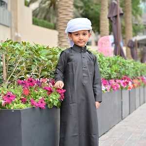 Black Saudi Boys Jubba Thobes Jubbah Jubba Thawb Kandora Dishdasha Jalabiya Kaftan Qamis Mens Islamic Clothing