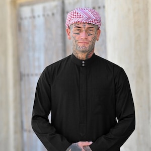 Black Cashmere Wool Emirati Mens Thobe (Mens Jubbah), 57% OFF
