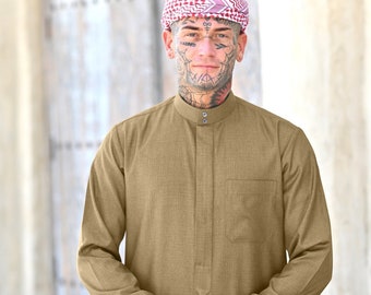 Mens Golden Sand Saudi Thobe (Jubba / Kondura / Qamees for men)