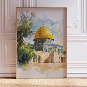 Al-Aqsa Print, Mosque Wall Art , Jerusalem City, Palestine, Beige,Boho wall art,Islamic Decor, Modern,Muslim Printable,Islamic Wall Art