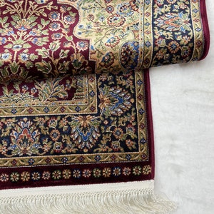 Red Prayer Rug Religion gift Premium Quality Turkish Prayer Rug,Seccade Rug Eid Mubarak Lux Prayer Rug Thick Prayer Rug Janamaz Prayer Mat