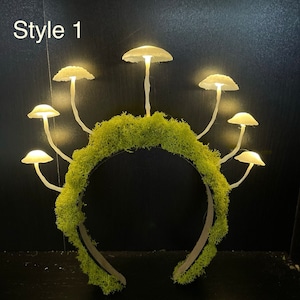 Glowing Mushroom Fairy Crown - Halloween Rave Headpiece - Woodland Fantasy Costume- Festival headpiece