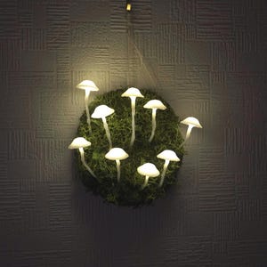 Veilleuse champignon lumineux : déco de bureau naturelle