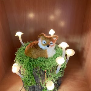 Sleeping fox Glowing mushroom Nightlight Multi coloured/ Desk Light/ Bedroom Decoration