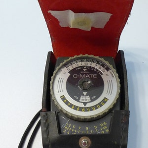 Gossen C-Mate Hand-Held Off Camera Photography Accessory Exposure Light Meter Vintage Retro 1970s With Leather Case And Strap