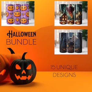 Halloween 20 oz Skinny Tumbler Sublimation Design Bundle, Spooky Tumbler Wrap, Best Seller, Digital Download Template, 15 Designs