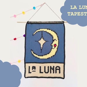 Carta dei Tarocchi La Luna Moon da appendere alla parete all'uncinetto