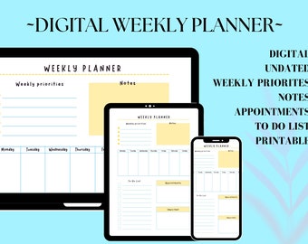 Digital Planner Undated Planner Productivity Planner Printable Planner Weekly Digital Planner Undated Planner Weekly Printable Goodnotes