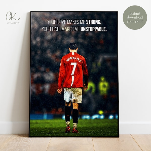 Affiche Cristiano Ronaldo | Portrait | Imprimable | Instantané | Décoration murale Football (A4 et A3)