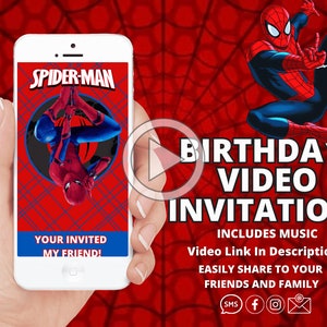 Spiderman Spider Birthday Video Invitiation, Video birthday invitation, Boy birthday invitation,