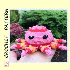 Crown of Thorns Red Starfish Crochet Pattern Inspired Octonauts Angry Octopus Plushie DIY tutorial PDF Download Digital Stuffed Gamer toy