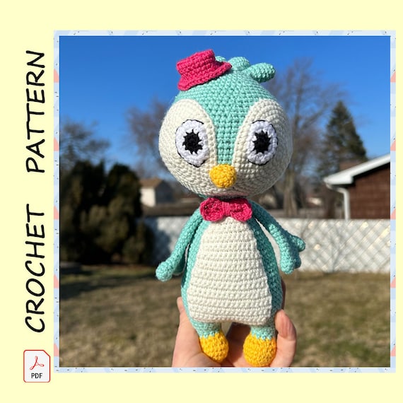 Patrón de crochet de pingüino Lalo inspirado en el amigurumi de